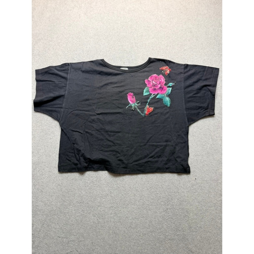 Vintage Koolers by Rainbow Rose Butterfly Graphic Boxy T-Shirt Black OSFA